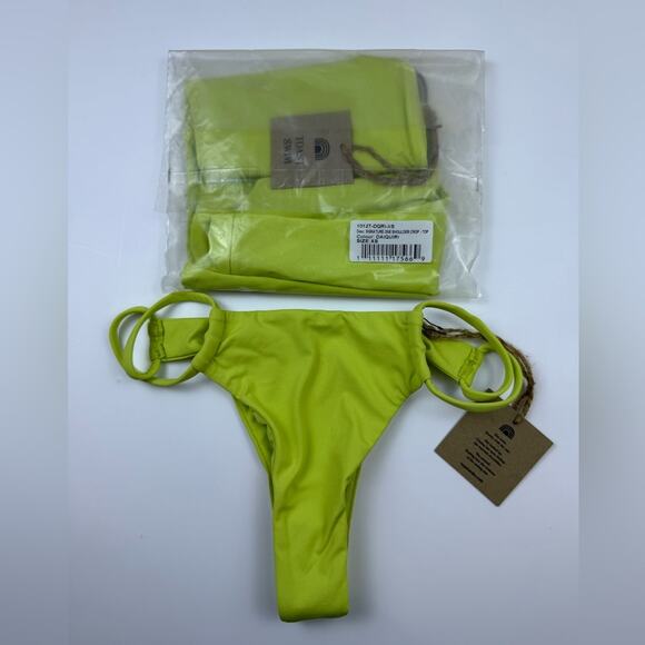 NWT Free People x Toast Bikini Set One Shoulder Top Daiquiri Green Size XS - Picture 2 of 12